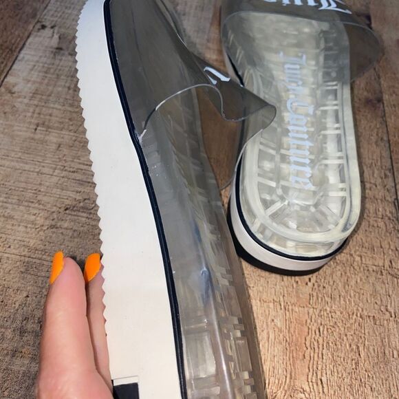 Juicy Couture In Love Black Smoke Clear Transparent Slides Sandals RARE - Picture 7 of 12